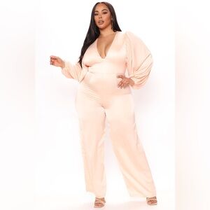 Fashion Nova Sweet and Satin Jumpsuit - Blush